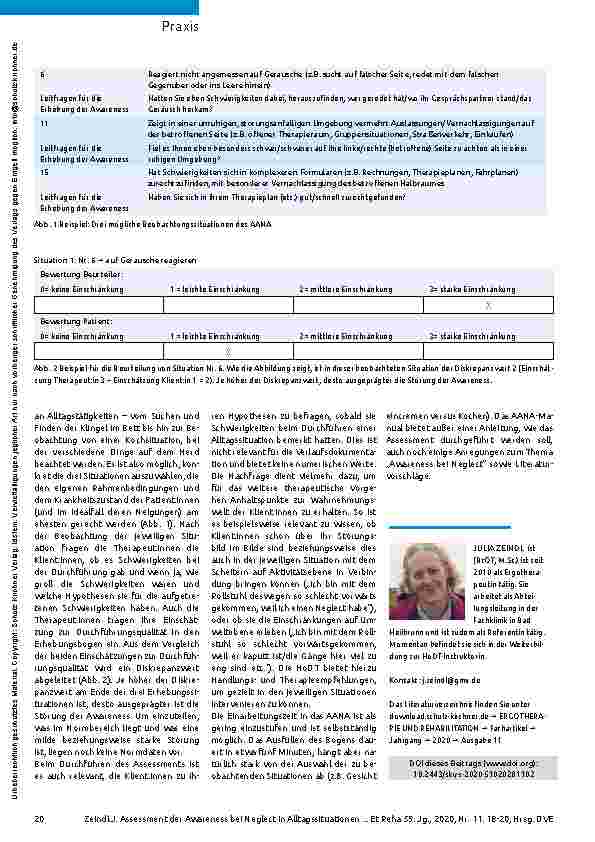 Vorschauseite 3: Eignet sich, um die Awareness von Menschen mit Neglect im Alltag zu erheben.