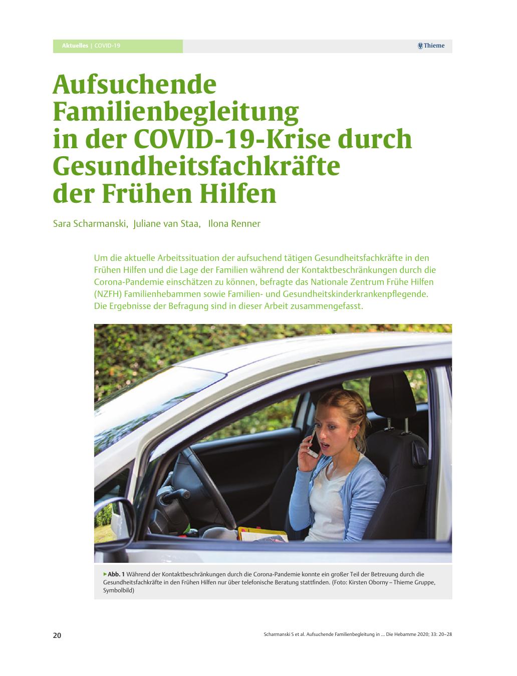 Vorschauseite 1: Aufsuchende Familienbegleitung in der COVID-19-Krise durch Gesundheitsfachkräfte der Frühen Hilfen