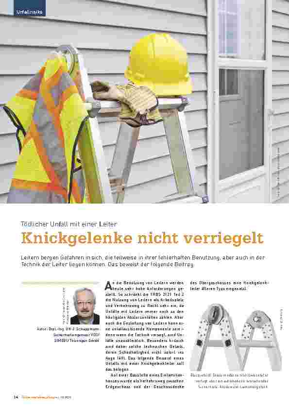 Vorschauseite 1: Tödlicher Unfall mit einer Leiter: Knickgelenke nicht verriegelt.