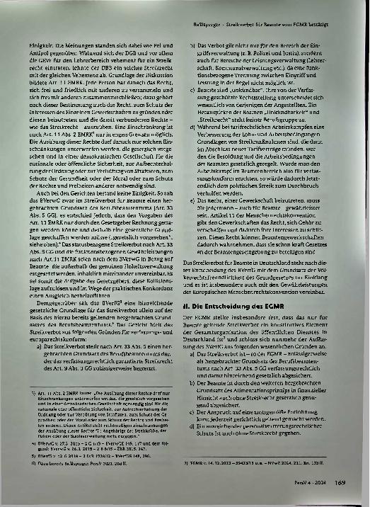 Vorschauseite 2: Streikverbot für Beamte vom EGMR bestätigt