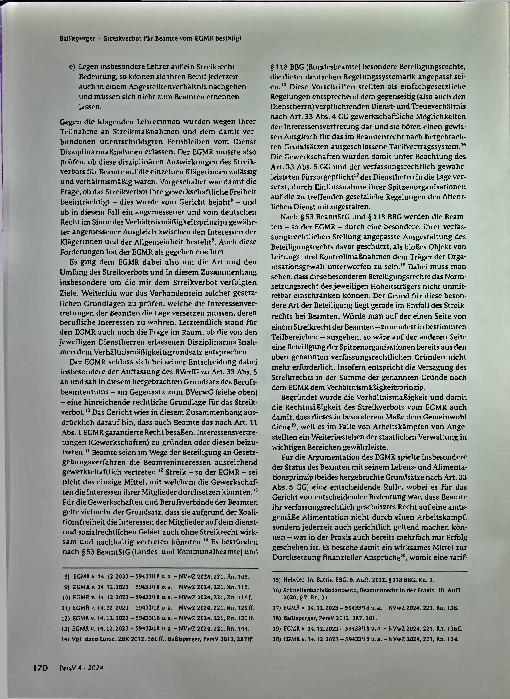 Vorschauseite 3: Streikverbot für Beamte vom EGMR bestätigt