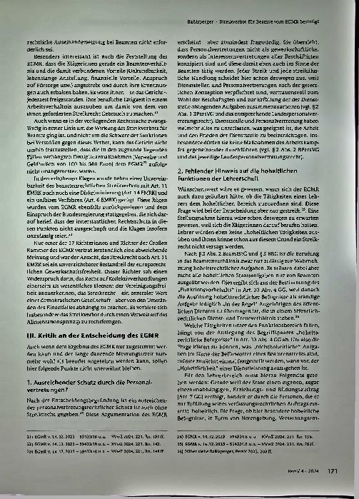 Vorschauseite 4: Streikverbot für Beamte vom EGMR bestätigt