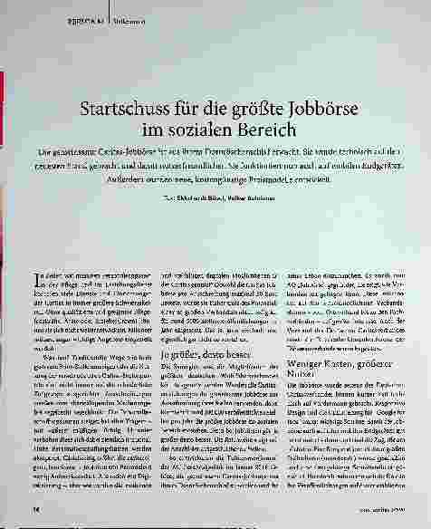 Vorschauseite 1: Startschuss für die größte Jobbörse im sozialen Bereich
