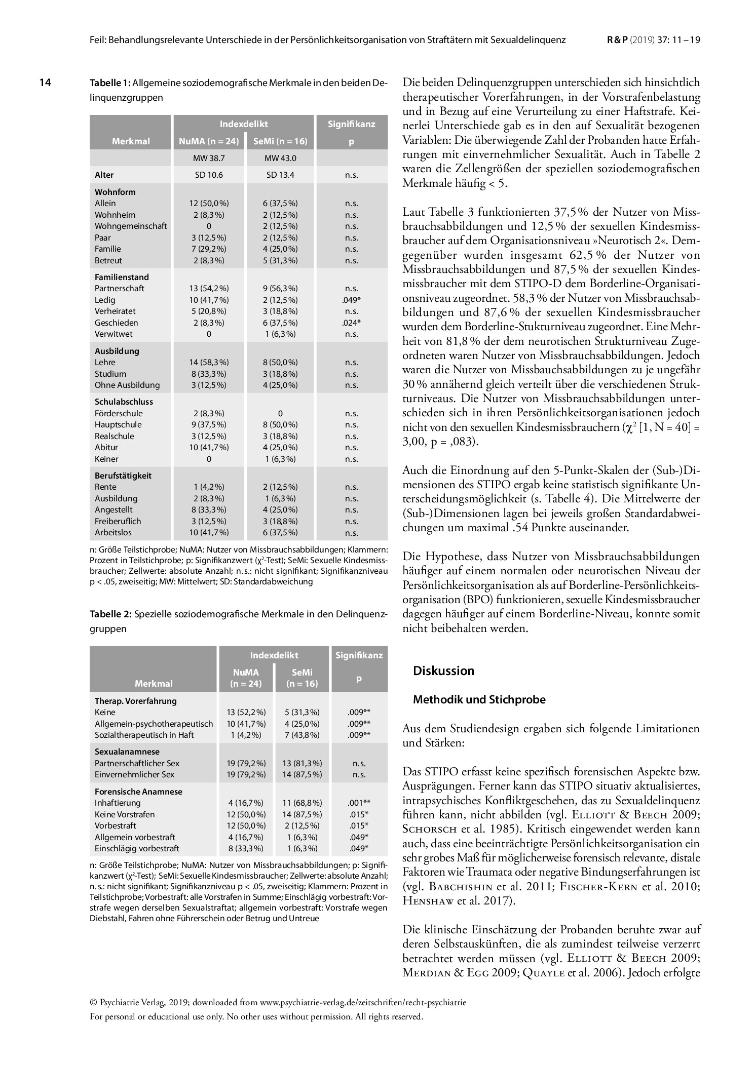 Vorschauseite 4: Behandlungsrelevante Unterschiede in der Persönlichkeitsorganisation von Straftätern mit Sexualdelinquenz gegen Mädchen