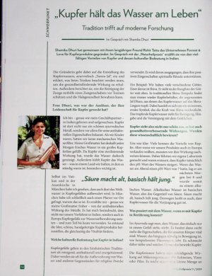 Vorschauseite 1: „Kupfer hält das Wasser am Leben“ Tradition trifft auf moderne Forschung