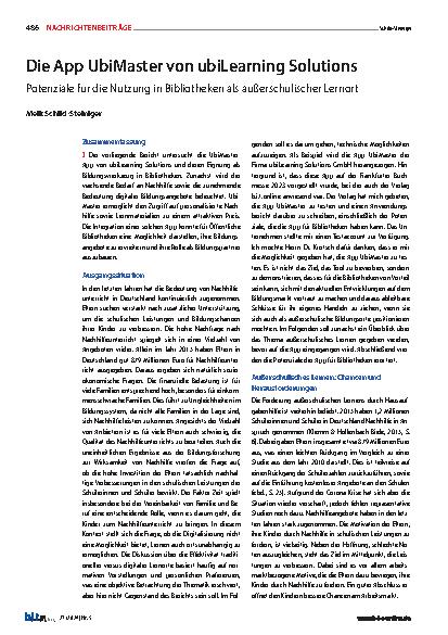 Vorschauseite 1: Die App UbiMaster von ubiLearning Solutions bietet Potenziale für die Nutzung in Bibliotheken als außerschulischer Lernort.