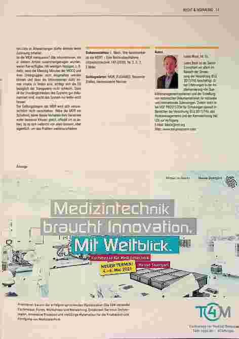 Vorschauseite 5: Verordnung im Visier: Wie berechenbar ist die MDR? - Eine Bestandsaufnahme
