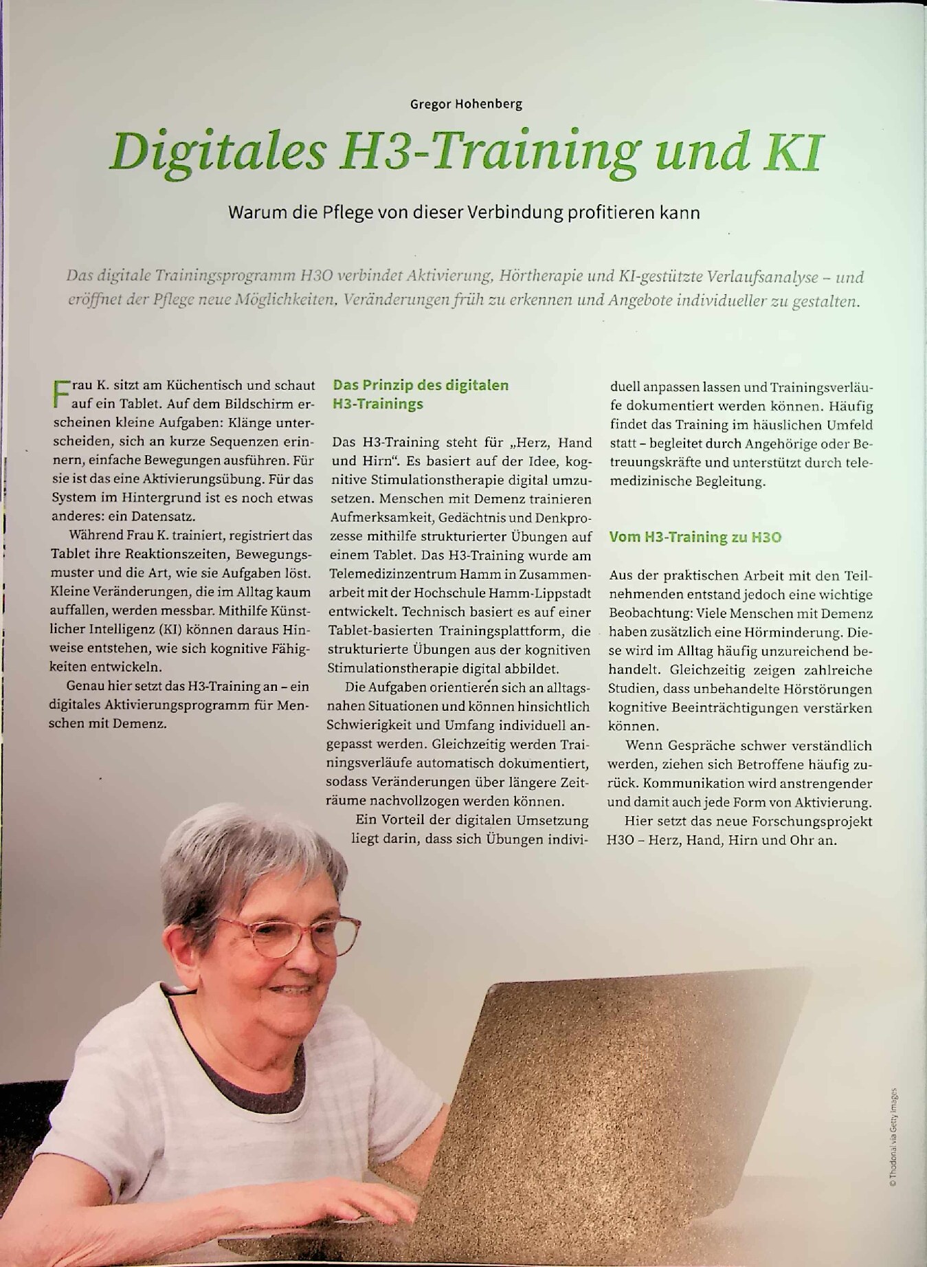 Vorschauseite 1: Digitales H3-Training und KI. Warum die Pflege von dieser Verbindung profitieren kann