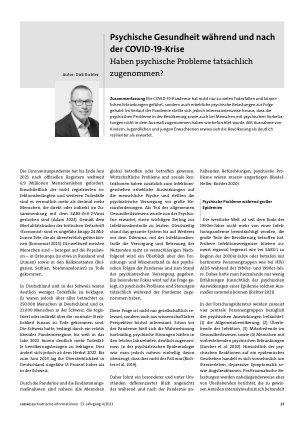 Vorschauseite 1: Psychische Gesundheit während und nach der COVID-19-Krise Haben psychische Probleme tatsächlich zugenommen?
