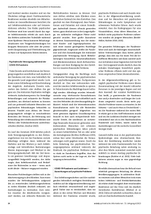 Vorschauseite 2: Psychische Gesundheit während und nach der COVID-19-Krise Haben psychische Probleme tatsächlich zugenommen?