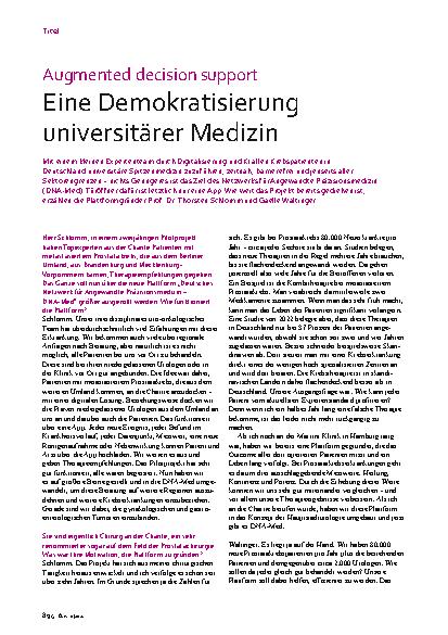 Vorschauseite 1: Augmented decision support: Eine Demokratisierung universitärer Medizin