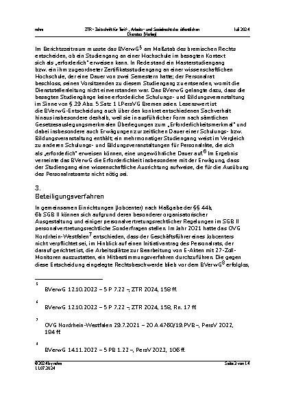 Vorschauseite 3: Aufsätze: Die Rechtsprechung des Bundesverwaltungsgerichts zum Personalvertretungsrecht im Jahr 2023