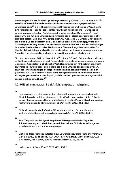 Vorschauseite 6: Aufsätze: Die Rechtsprechung des Bundesverwaltungsgerichts zum Personalvertretungsrecht im Jahr 2023