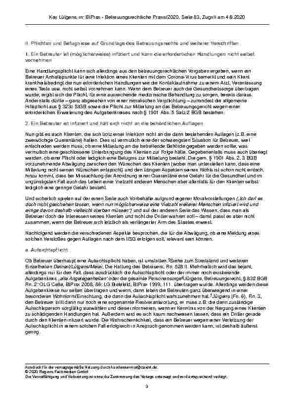 Vorschauseite 3: Pflichten und Befugnisse von Betreuern in Zusammenhang mit der Coronakrise
