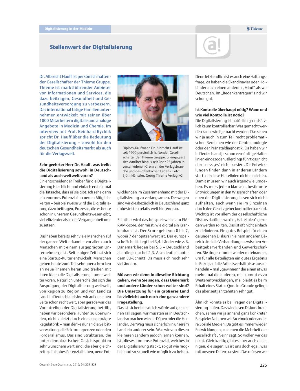 Vorschauseite 1: Stellenwert der Digitalisierung
