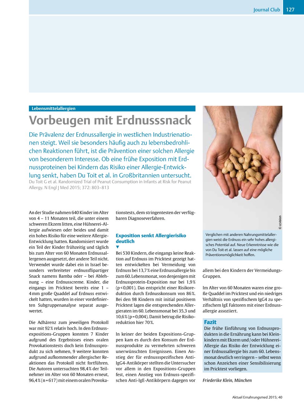 Vorschauseite 1: Lebensmittelallergien – Vorbeugen mit Erdnusssnack