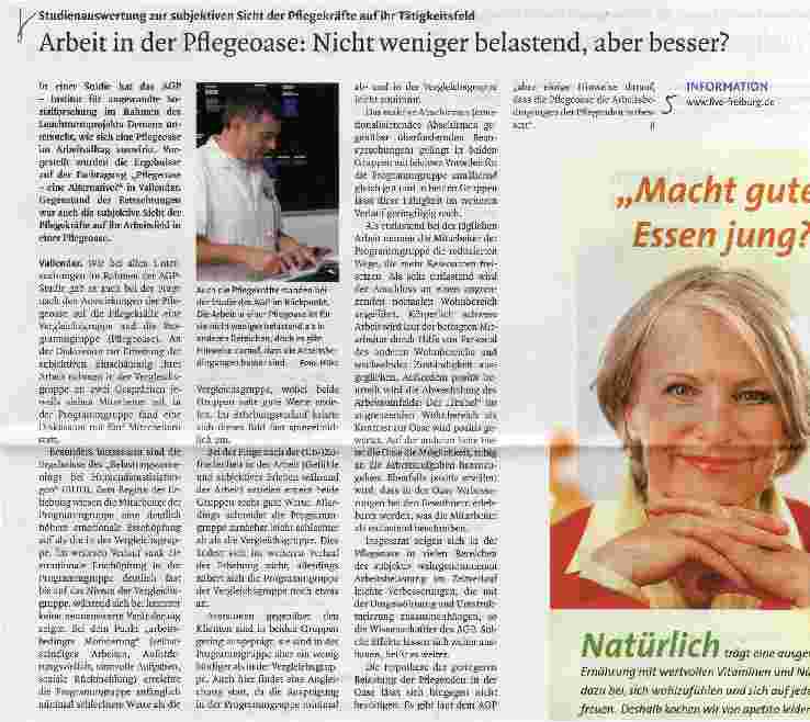 Vorschauseite 1: Arbeit in der Pflegeoase: Nicht weniger belastend, aber besser?