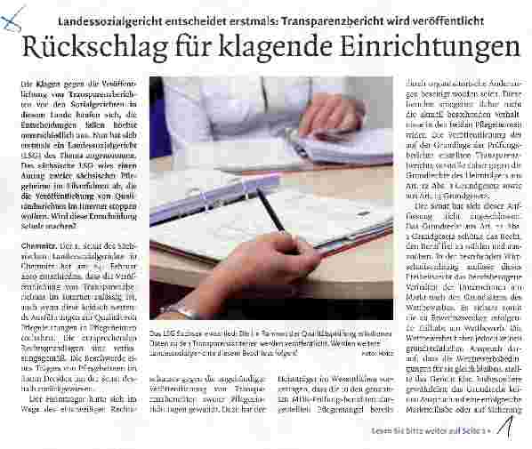 Vorschauseite 1: Rückschlag für klagende Einrichtungen