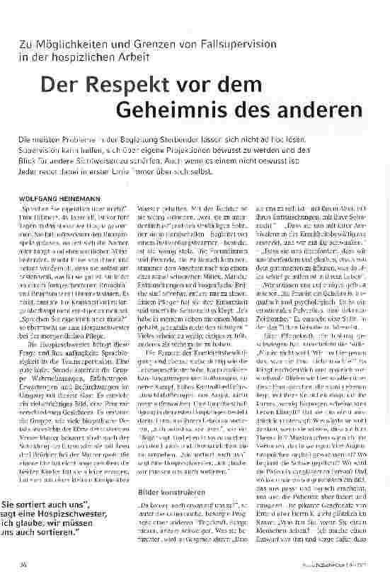 Vorschauseite 1: Der Respekt vor dem Geheimnis des anderen