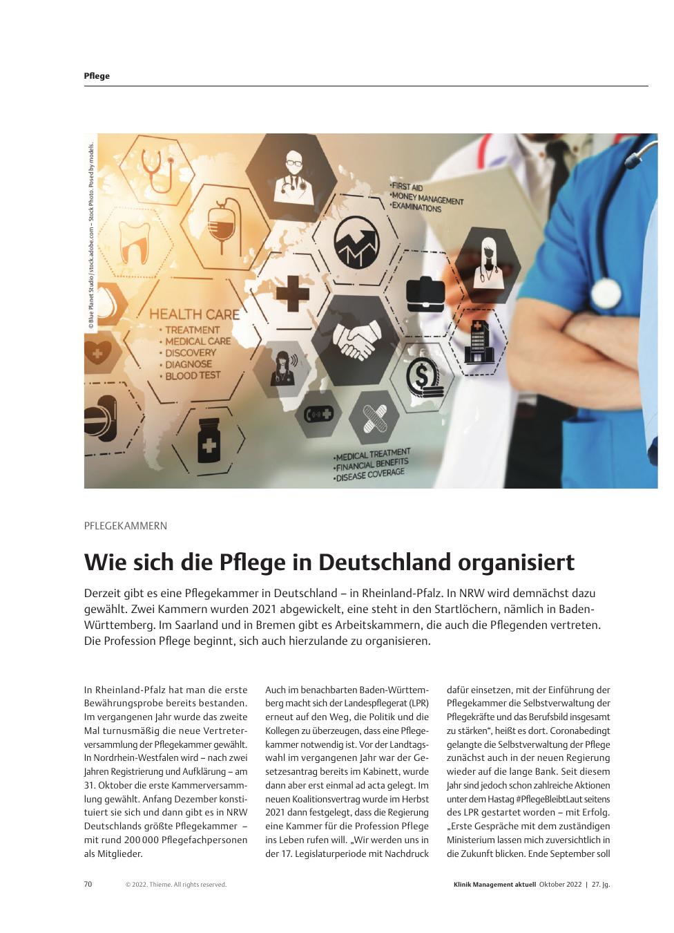 Vorschauseite 1: Pflegekammern: Wie sich die Pflege in Deutschland organisiert