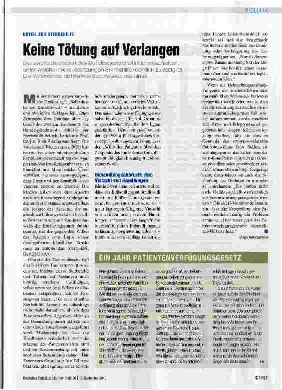 Vorschauseite 1: Keine Tötung auf Verlangen