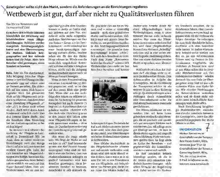 Vorschauseite 1: Wettbewerb ist gut, darf aber nicht zu Qualitätsverlusten führen