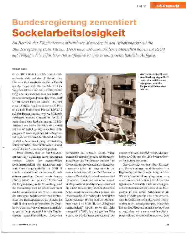 Vorschauseite 1: Bundesregierung zementiert Sockelarbeitslosigkeit