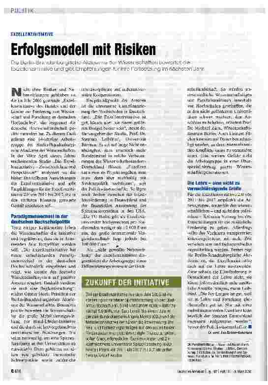 Vorschauseite 1: Erfolgsmodell mit Risiken