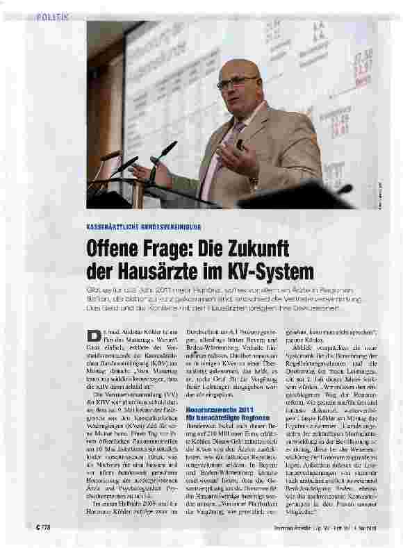 Vorschauseite 1: Offene Frage: Die Zukunft der Hausärzte im KV-System