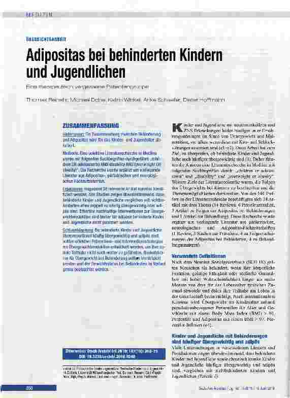Vorschauseite 1: Adipositas bei behinderten Kindern und Jugendlichen