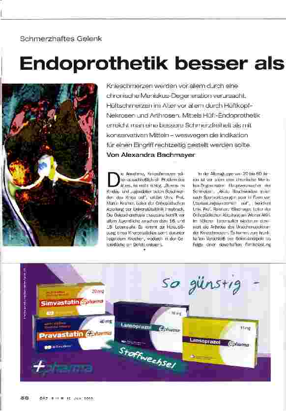 Vorschauseite 1: Endoprothetik besser als konservatives Vorgehen