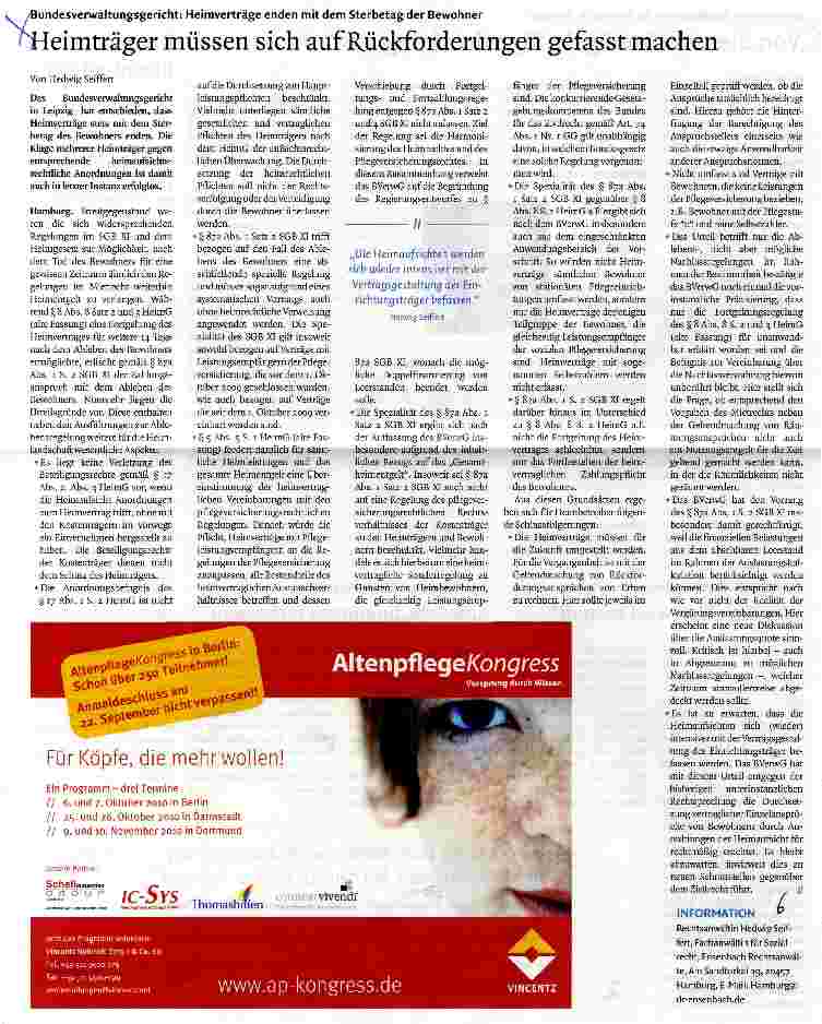 Vorschauseite 1: Heimträger müssen sich auf Rückforderungen gefasst machen