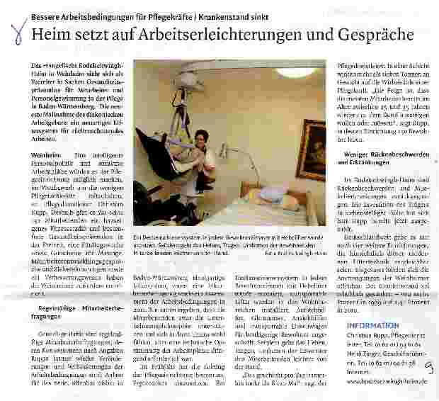Vorschauseite 1: Heim setzt auf Arbeitserleichterungen und Gespräche