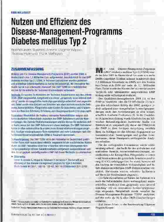 Vorschauseite 1: Nutzen und Effizienz des Djsease-Management-Programms Diabetes mellitus Typ 2