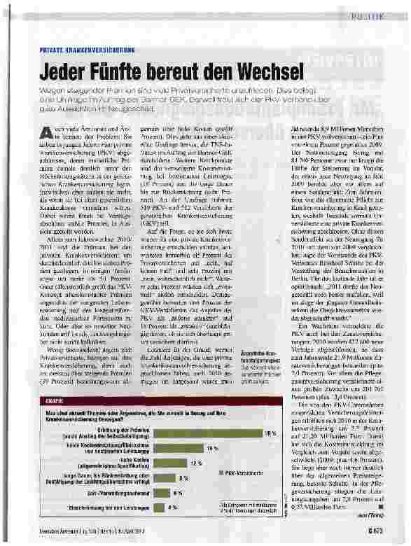 Vorschauseite 1: Jeder Fünfte bereut den Wechsel