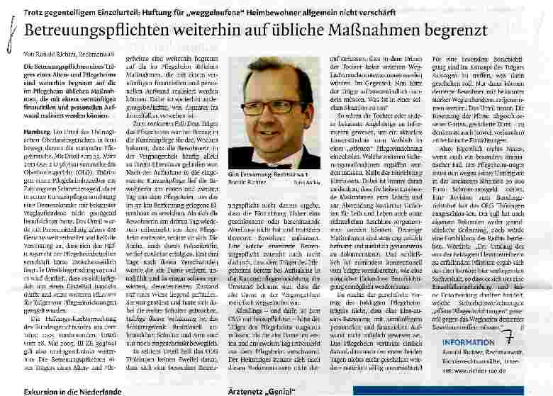 Vorschauseite 1: Betreuungspflichten weiterhin auf übliche Maßnahmen begrenzt