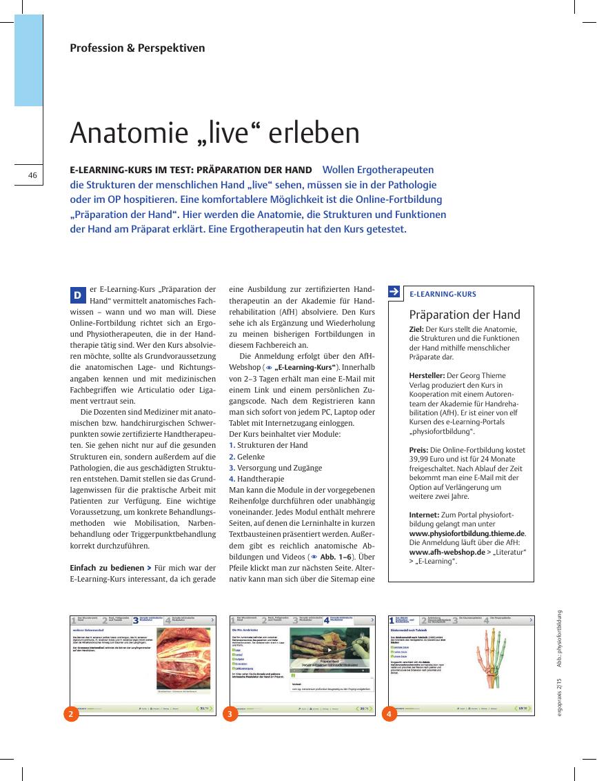 Vorschauseite 1: E-Learning-Kurs im Test: Präparation der Hand ? Anatomie ?live? erleben