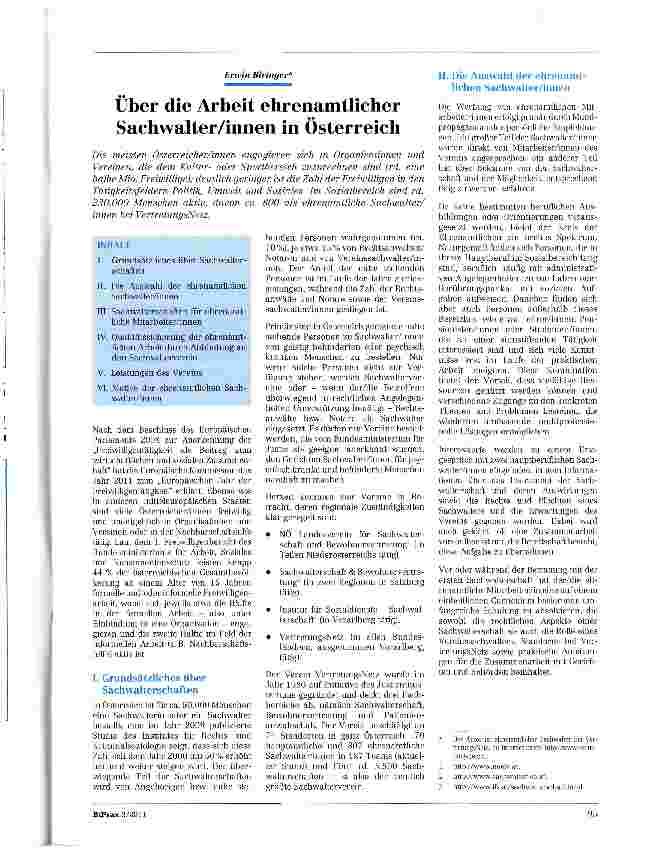 Vorschauseite 1: Über die Arbeit ehrenamtlicher Sachwalter/innen in Österreich