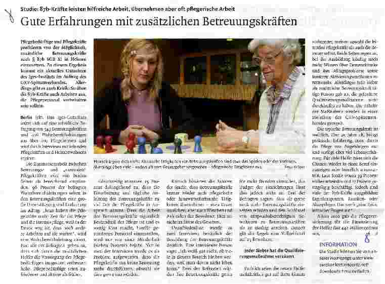 Vorschauseite 1: Gute Erfahrungen mit zusätzlichen Betreuungskräften