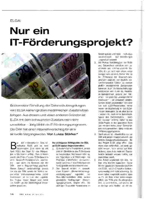 Vorschauseite 1: Nur ein IT-Förderungsprojekt?