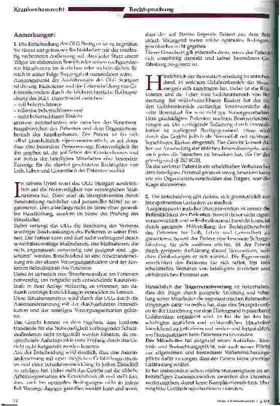 Vorschauseite 3: Die Haftung des Krankenhauses bei Sturz des Patienten aus dem Bett