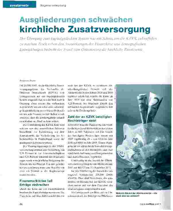Vorschauseite 1: Ausgliederungen schwächen kirchliche Zusatzversorgung