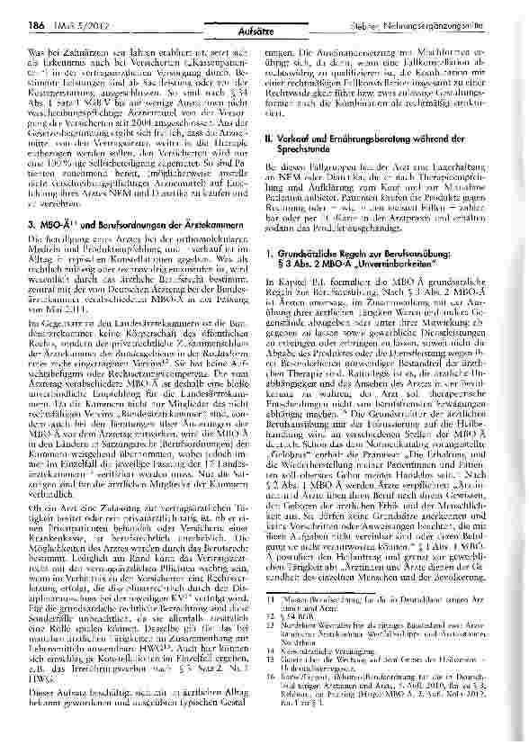 Vorschauseite 2: Nahrungserqänzungsmittel und diätetische Lebensmittel in der Arztpraxis: Möglichkeiten und Einschränkungen nach ärztlichem Berufsrecht
