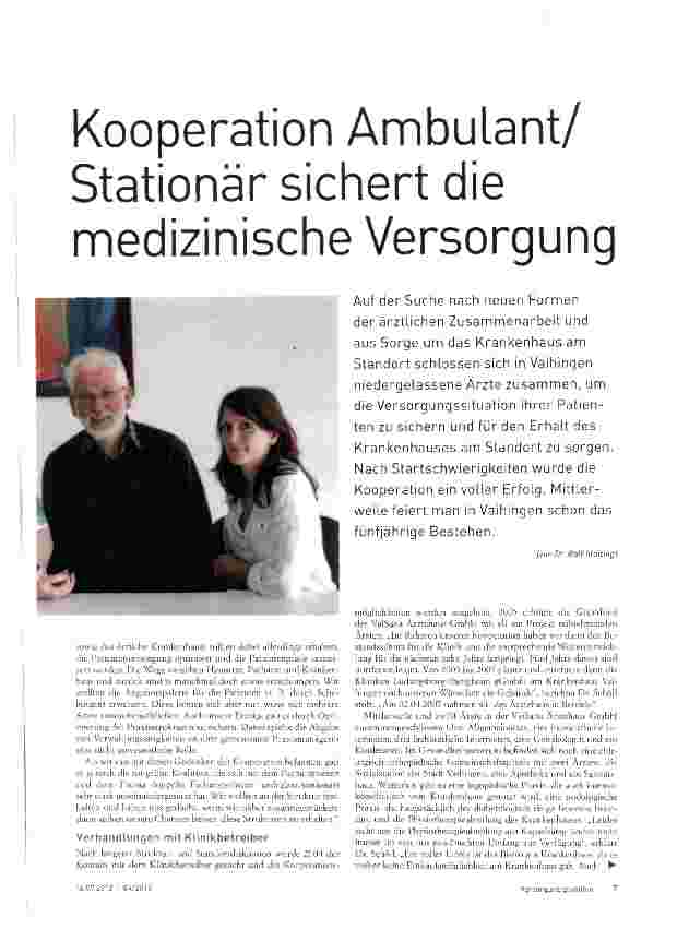 Vorschauseite 1: Kooperation Ambulant/ Stationär sichert die medizinische Versorgung