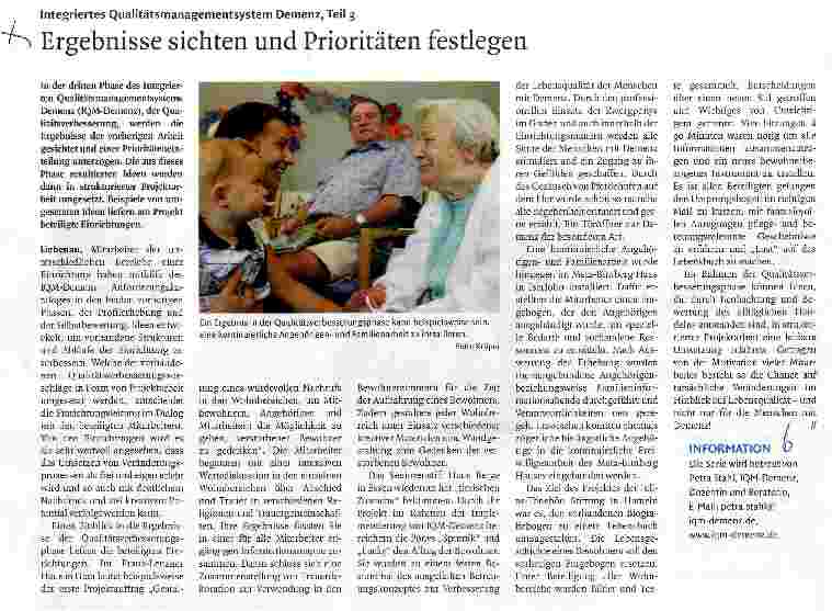 Vorschauseite 1: Integriertes Qualitätsmanagementsystem Demenz, Teil 3 Ergebnisse sichten und Prioritäten festlegen