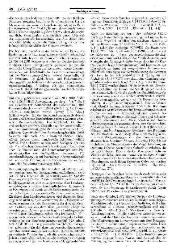 Vorschauseite 4: Gebühren für amtstierärztliche Untersuchungen GF1HG 26 II; GOVet la; NVerwKostG 3