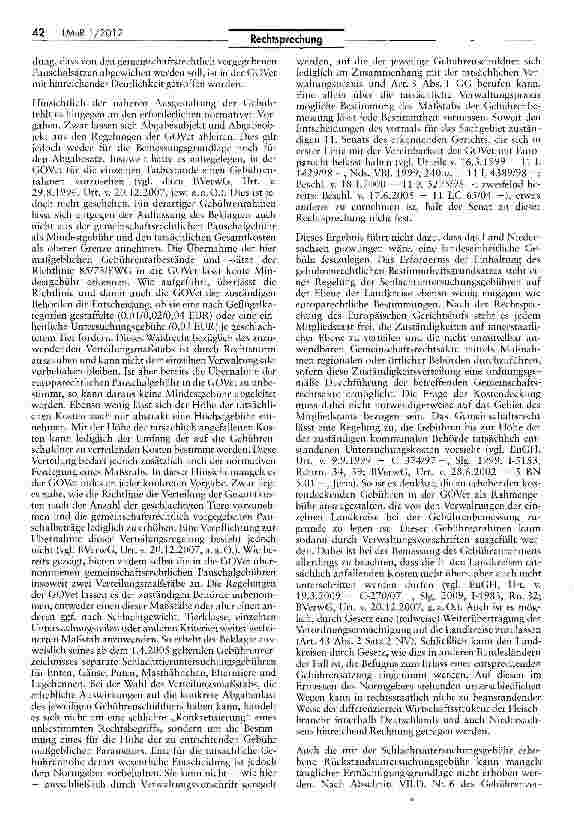 Vorschauseite 6: Gebühren für amtstierärztliche Untersuchungen GF1HG 26 II; GOVet la; NVerwKostG 3