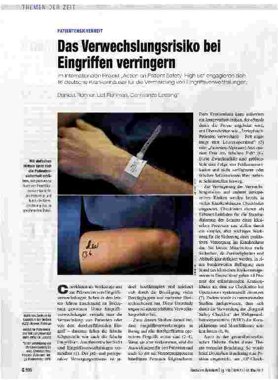 Vorschauseite 1: Das Verwechslungsrisiko bei Eingriffen verringern