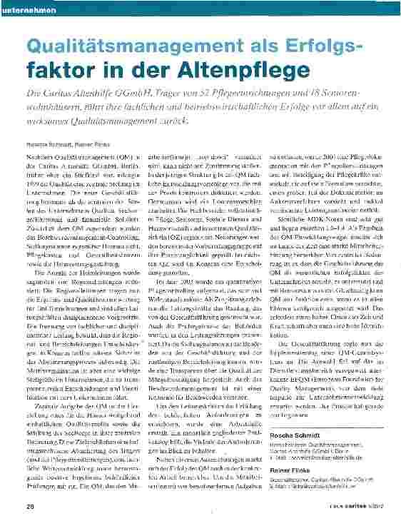 Vorschauseite 1: Qualitätsmanagement als Erfolgsfaktor in der Altenpflege