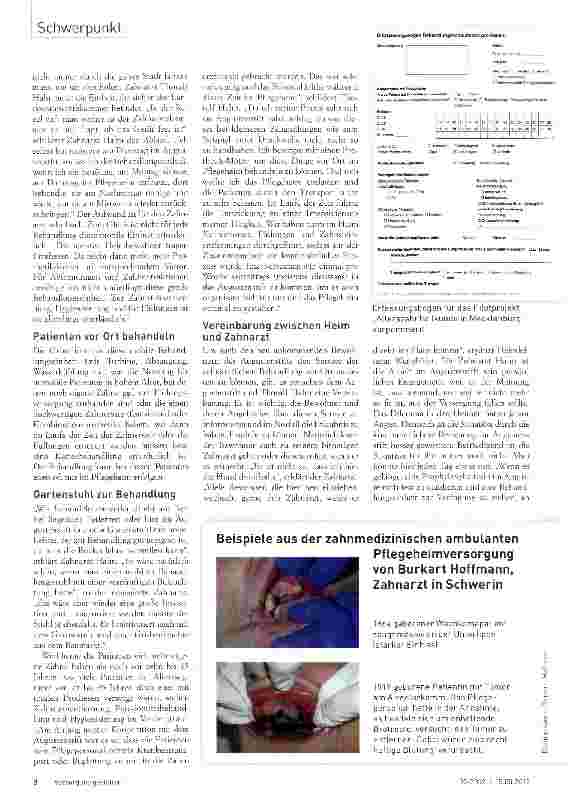 Vorschauseite 3: Zahnmedizinische Versorgung immobiler Patienten auf dem Prüfstand